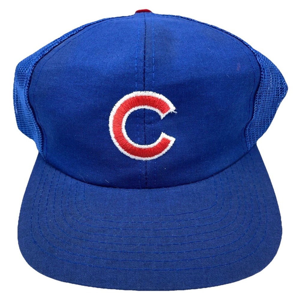 Vintage Chicago Cubs Snapback Hat Cap Trucker Mesh 90s Y2K Plain Logo Adult‎